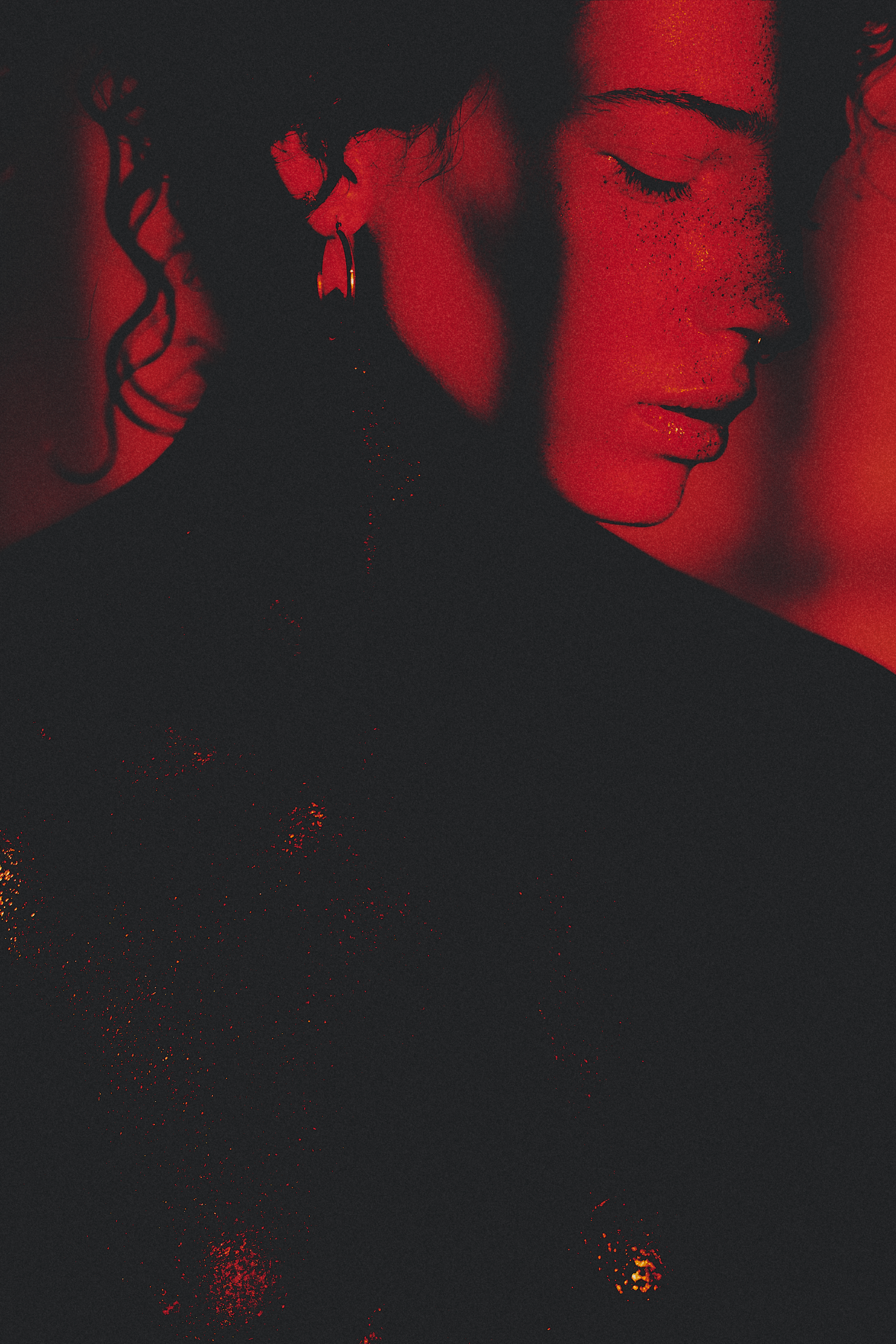 A study in red light and shadow